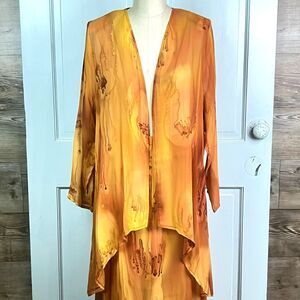 Galilee Silks Kibbutz Beit Haemek Israel Skirt & Open Jacket Handpainted Set Med